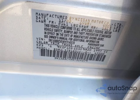 2022 Nissan Sentra Sv Xtronic Cvt from USA, damaged, VIN 3N1AB8CVXNY314579